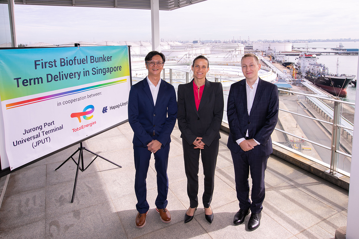 TotalEnergies Marine Fuels, Hapag Lloyd and JPUT commemorated the start of this first biofuel term delivery with a visit to JPUT, on 7th February, 2023