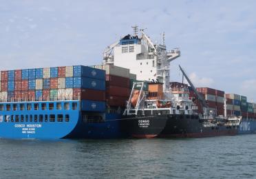 TotalEnergies Marine Fuels refuelling of a COSCO Shipping Lines containership with sustainable marine biofuel