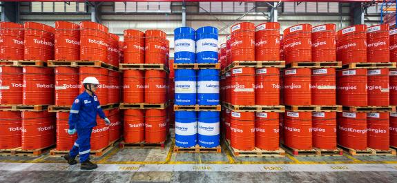 marine lubricants oil drums storage area