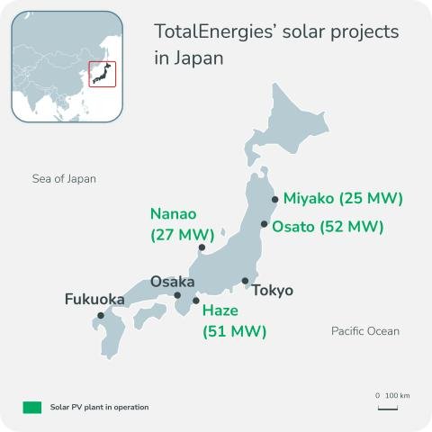 graphic showing TotalEnergies solar projects in Japan